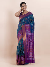 KAVVYA  BLUE IKAT SILK SAREE